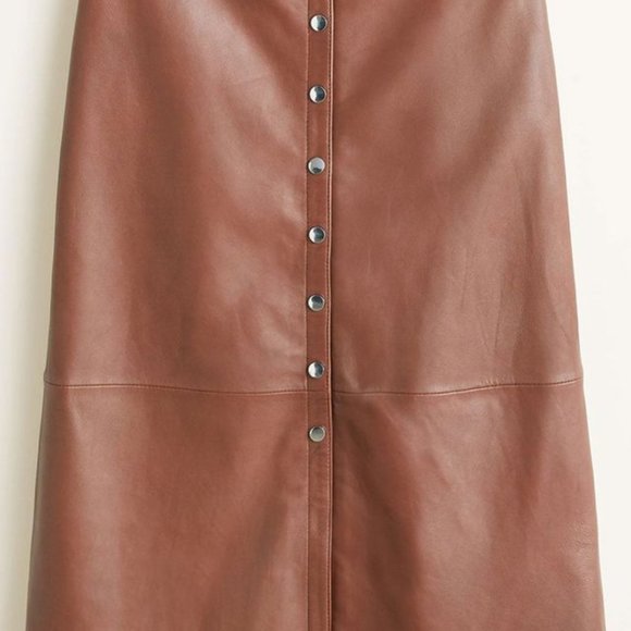 Mango Genuine Leather A-Line Skirt - Picture 2 of 2